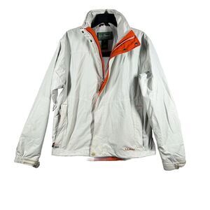 LL Bean Small Weather Challenger Jacket Hooded OBCY9 Beige Orange (outer jacket)